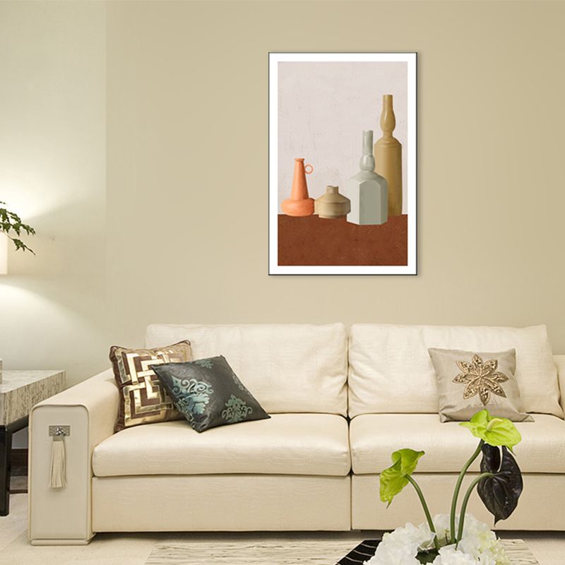 Brown Nordic Style Canvas Fancy Pots Painting for Dining Room, Multiple Sizes Options