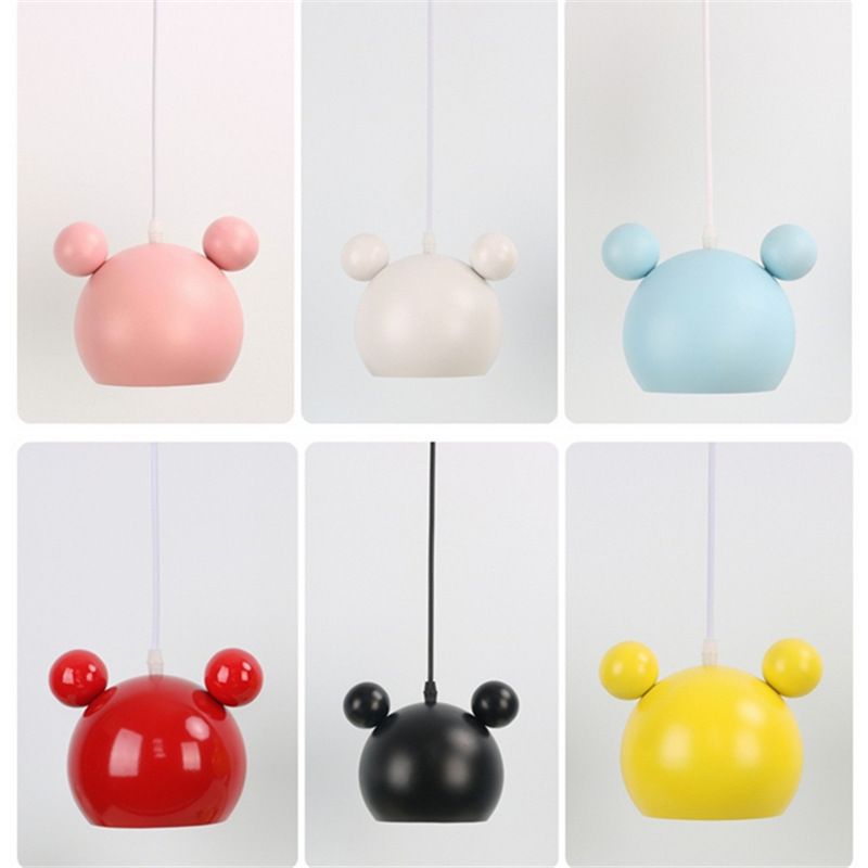 1 Light Bear Pendant Lighting Macaron Iron Pendant Ceiling Lights for Bedroom with Hanging Cord