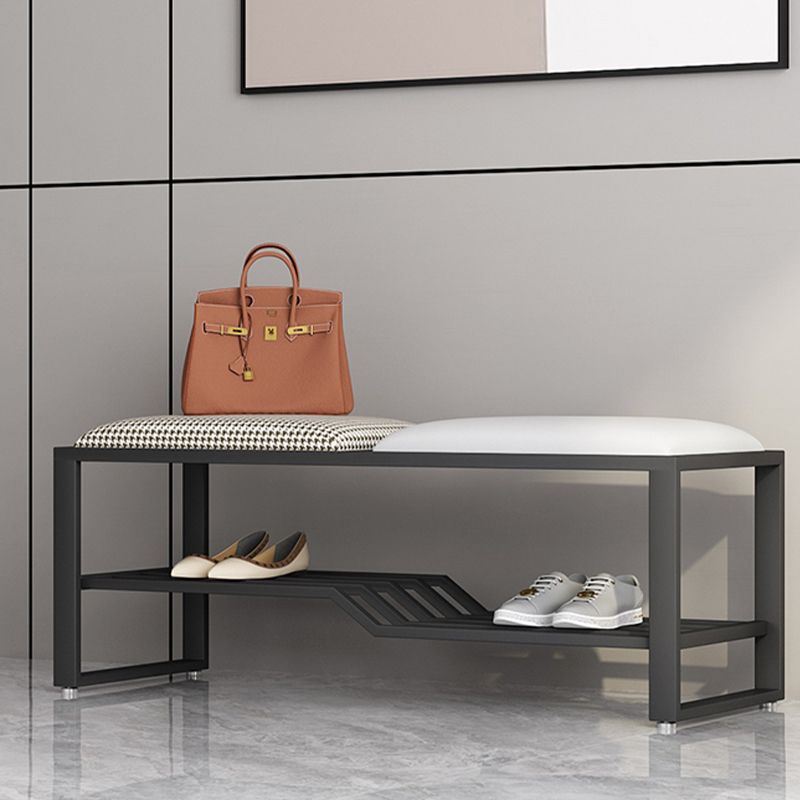 Modern Style Entryway Bench Cushioned Rectangle Metal Seating Bench