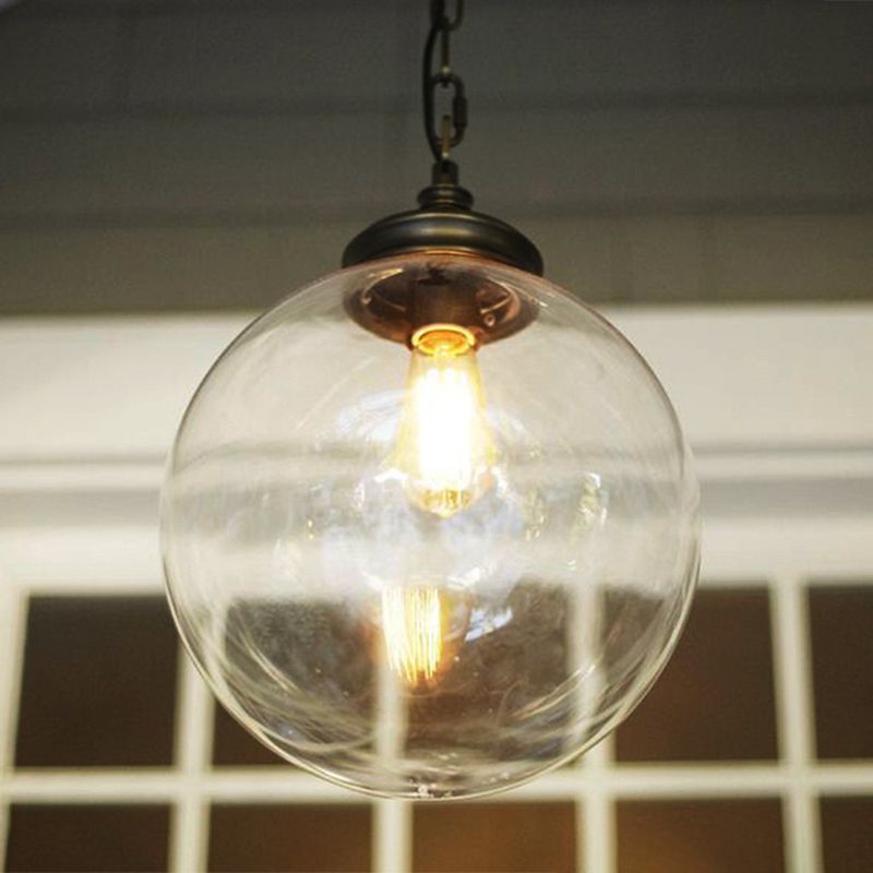 Clear Glass Sphere Hanging Light Simplicity 1 Bulb Restaurant Pendant Light Fixture