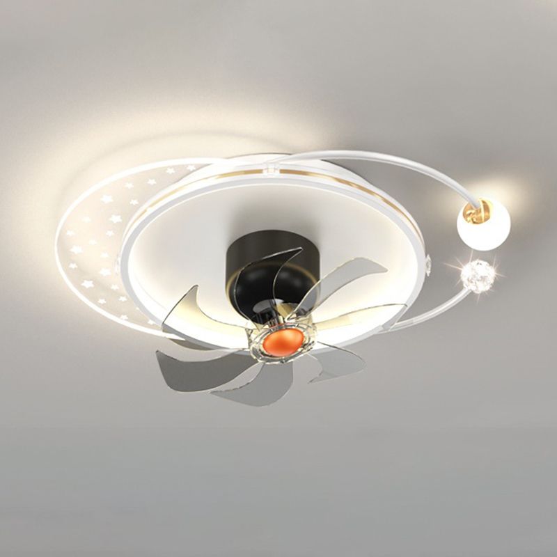 Modern LED Geometric Ceiling Fan White & Gold Fan Lighting Fixture