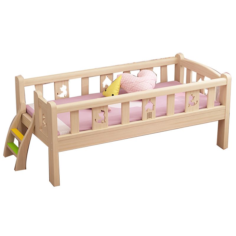 Solid Color Modern Baby Crib Solid Wood Arched Crib with Guardrail