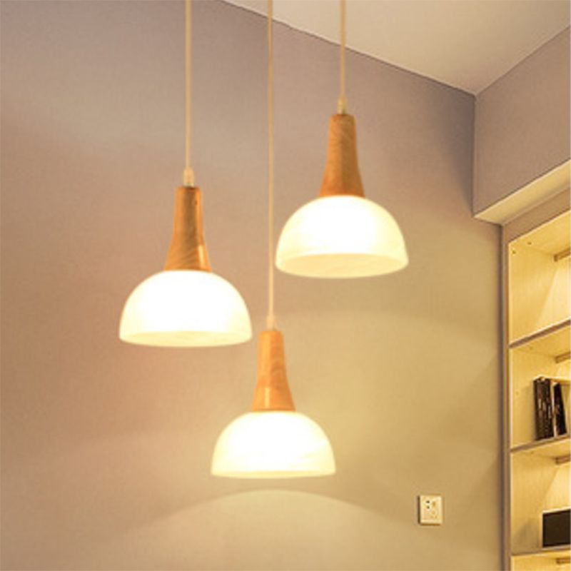 Gearceerd hangend licht eigentijds wit glas 3 koppen eetkamer multi plafondverlichting