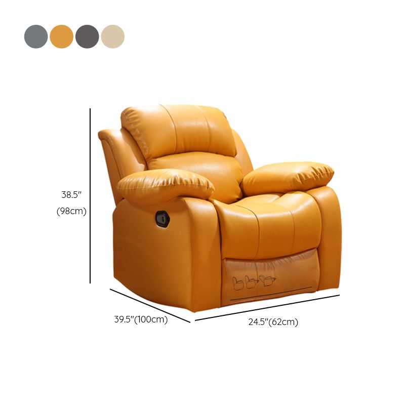 Solid Color Swivel Rocker Standard Recliner Wood Frame Faux Leather Recliner Chair