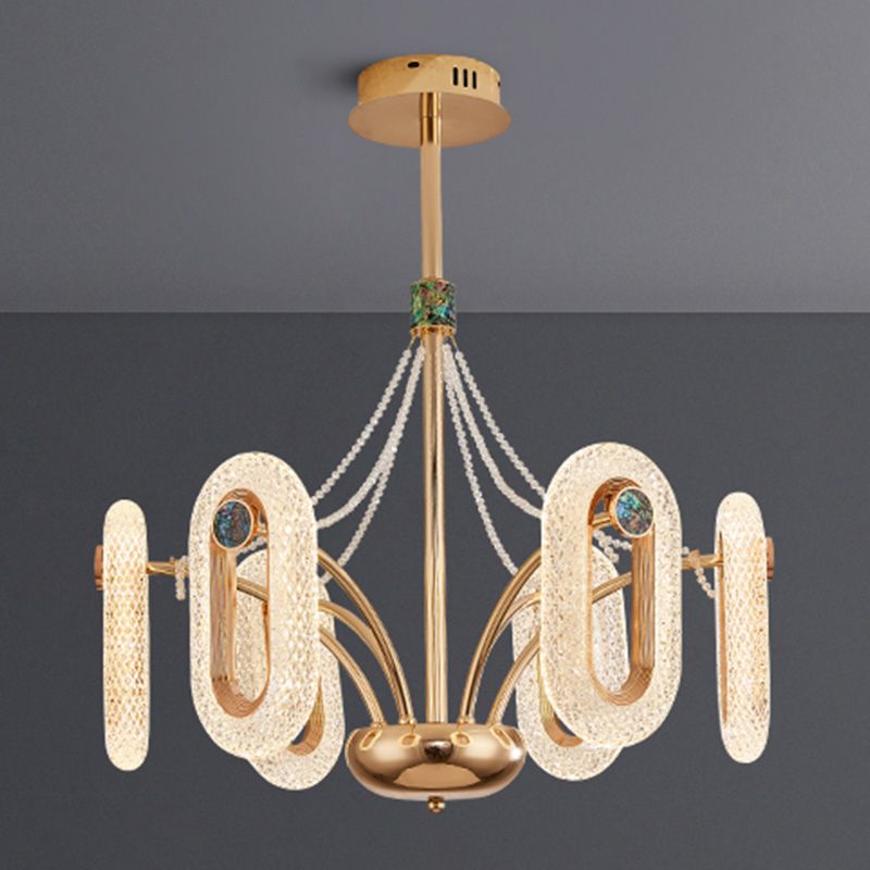 Postmoderne LED Chandelier de forme ovale Lampe de suspension avec des perles de cristal