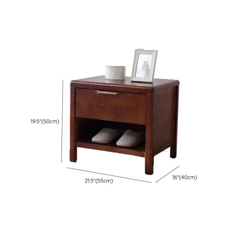 Modern Bed Nightstand Drawers Included Rubber Wood Night Table for Bedroom