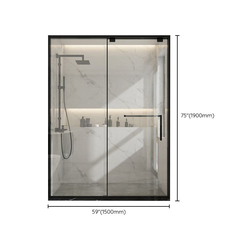 Black Stainless Steel Narrow Frame Semi Frameless Single Swing Shower Door