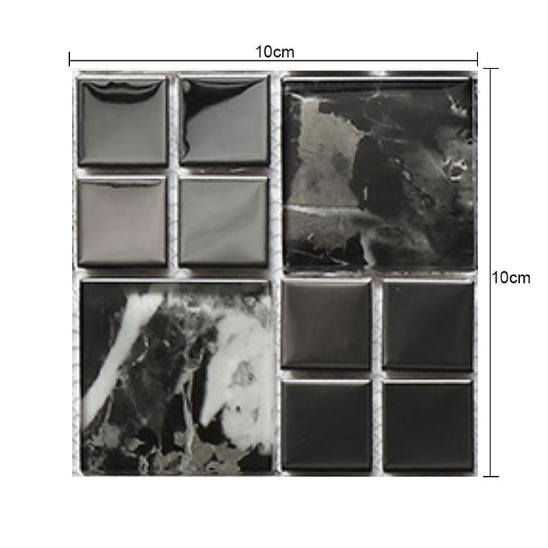 Black Marble Wallpaper Panel Set 60 Pcs Mosaic Tile Modern Stick On Wall Covering for Home