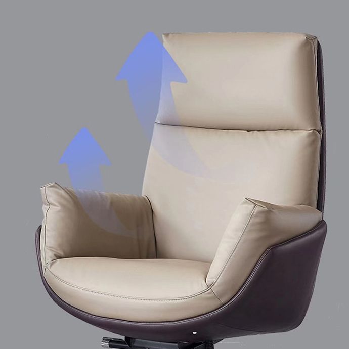 Contemporary Office Chair Wheels Leather High Back Executive Chair