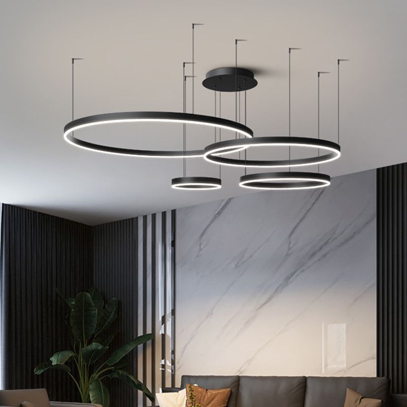 Orbicular Shade Chandelier Lights Modern Metal Chandelier Lighting Fixtures in Black