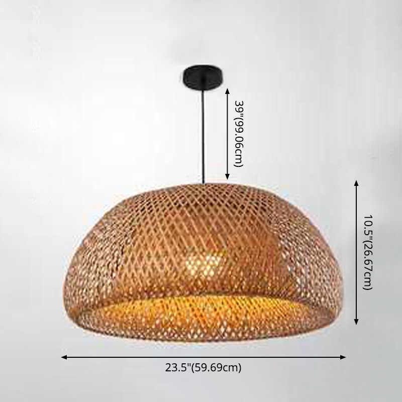 Ciotola in bambù sospeso a sospensione Luce cinese in stile cinese BEIGE Luce a soffitto per ristorante