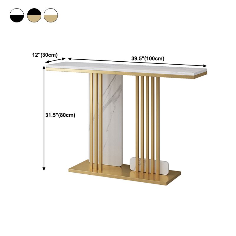 Contemporary Rectangle Console Table with Pedestal Base for Hall