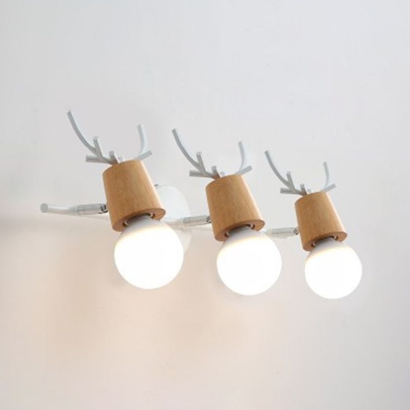 Modern Antlers Mirror Front Light Multi Lights Vanity Light with Wood for Bathroom