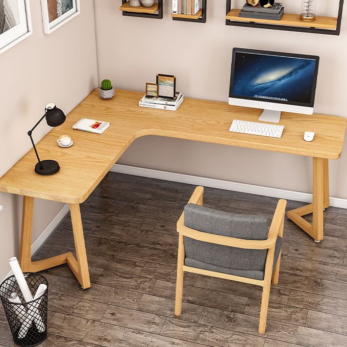 Modern Style Home Office Desk Solid Wood L-Shaped Writing Desk