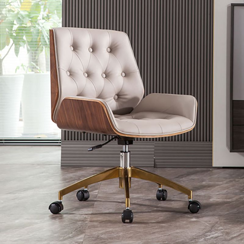 Modern Ergonomic Desk Chair Faux Leather Armless Office Chair