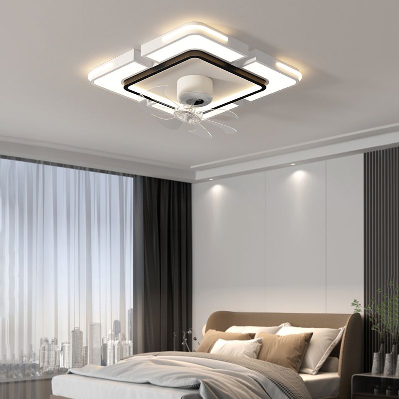 Geometric Modern Ceiling Fan in Black / Gold LED Fan Light Ceiling Fixture