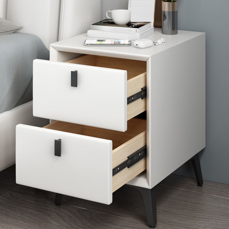 Leather Bedside Cabinet Contemporary Bed Nightstand with Drawers