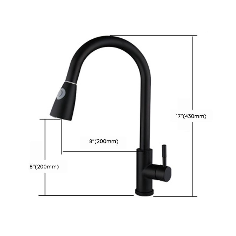 Kitchen Faucet Cold and Hot Controlled Rod Handle Stainless Black Kitchen Faucet