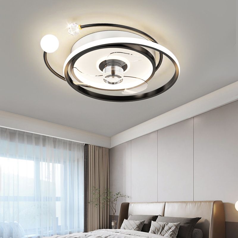 Black and Gold Fan Light Geometric Interior LED Modern Ceiling Fan Fixture