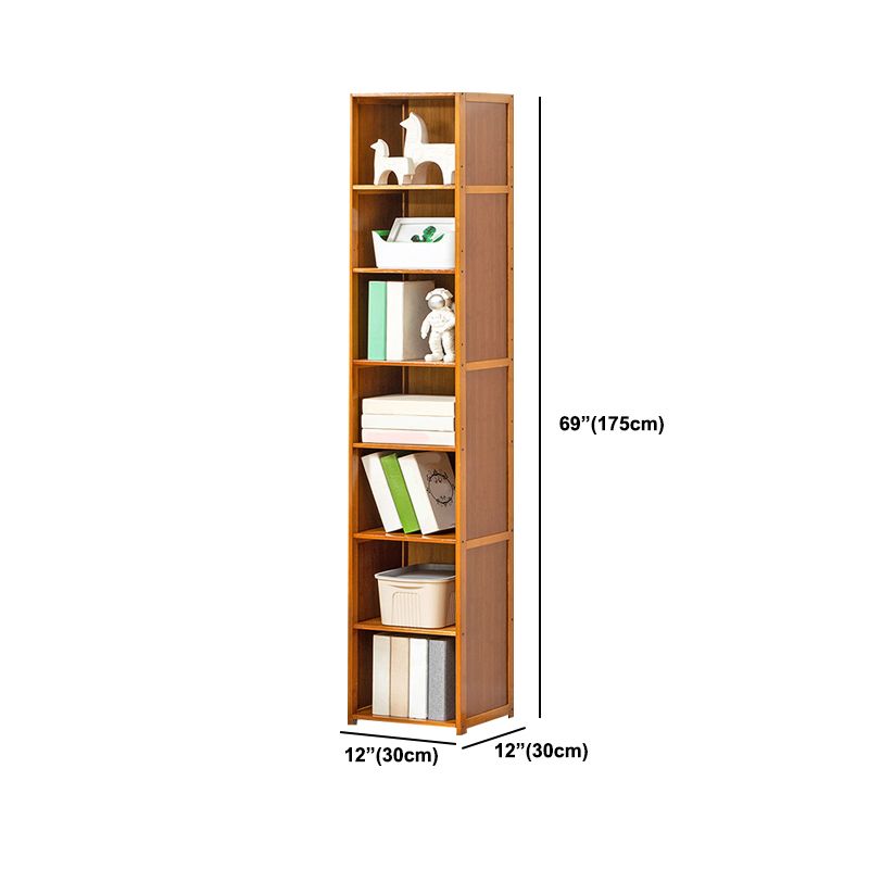 Contemporary Bamboo Book Shelf Closed Back Brown Shelf Bookcase for Home