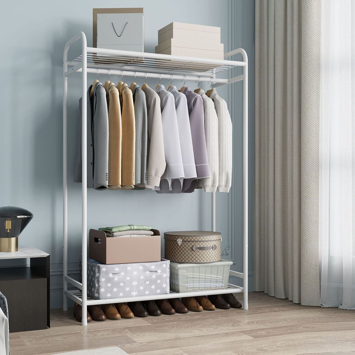 Contemporary Coat Rack Metal Shelving Storage Free Standing Hall Tree