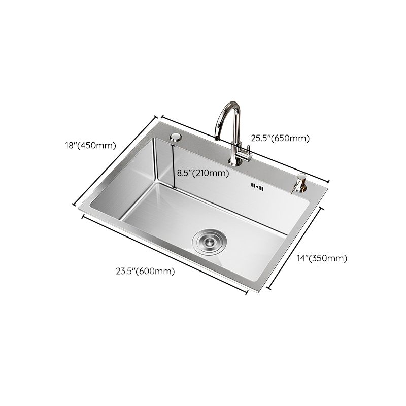 Stainless Steel Drop-In Kitchen Sink Single Bowl Sink with 3 Holes