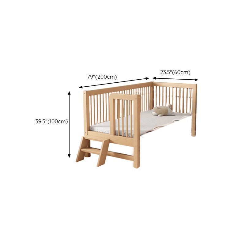 Modern Farmhouse Nursery Crib Adjustable Height Wood Crib in Natural for Bedroom