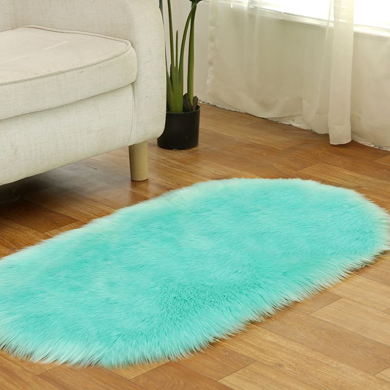 Multi Colored Plain Rug Faux Fur Minimalist Carpet Non-Slip Pet Friendly Stain Resistant Rug for Sitting Room