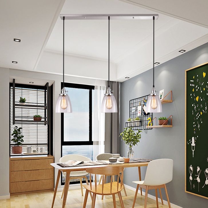 3 Lichter verjüngter Glas Anhänger Industrial Multiple Hanging Lights mit hängenden Kabel für Bar