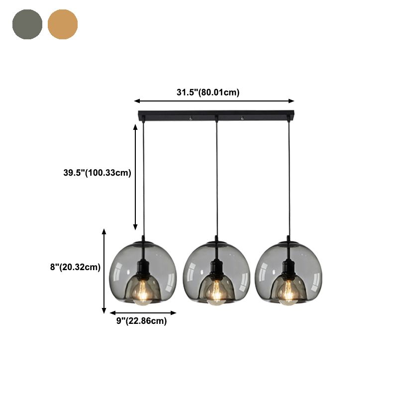 1 / 3 - Light Island Pendant Light in Dark Black Metal and Glass Ceiling Pendant Fixture