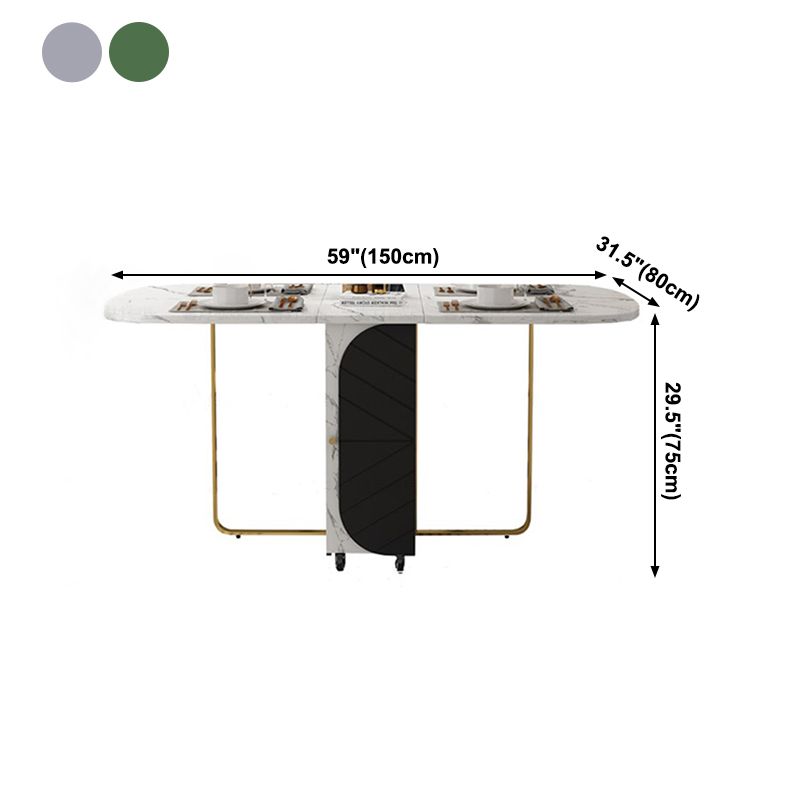 Moderne gesinterde stenen eettafel witte rechthoek drop-blad 59 "eettafel