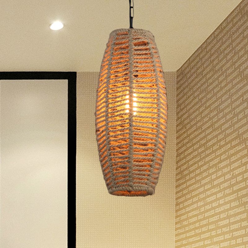 Illuminazione appesa a 1 luce Countryside Fish-Basket Forme Fungola lampada a sospensione in beige