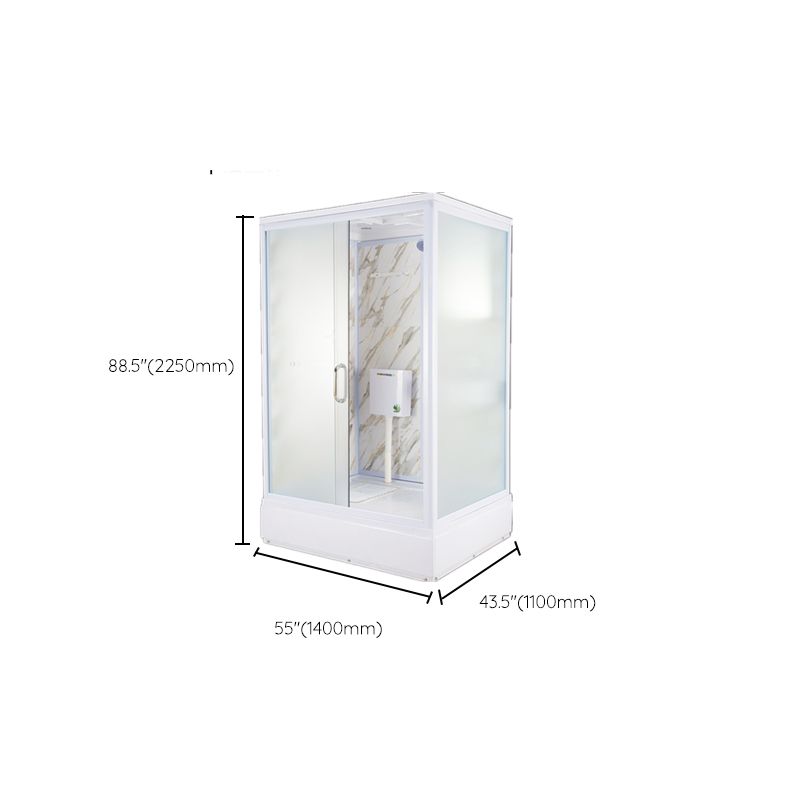 Tempered Glass Single Sliding Shower Enclosure White One Piece Frame Shower Enclosure