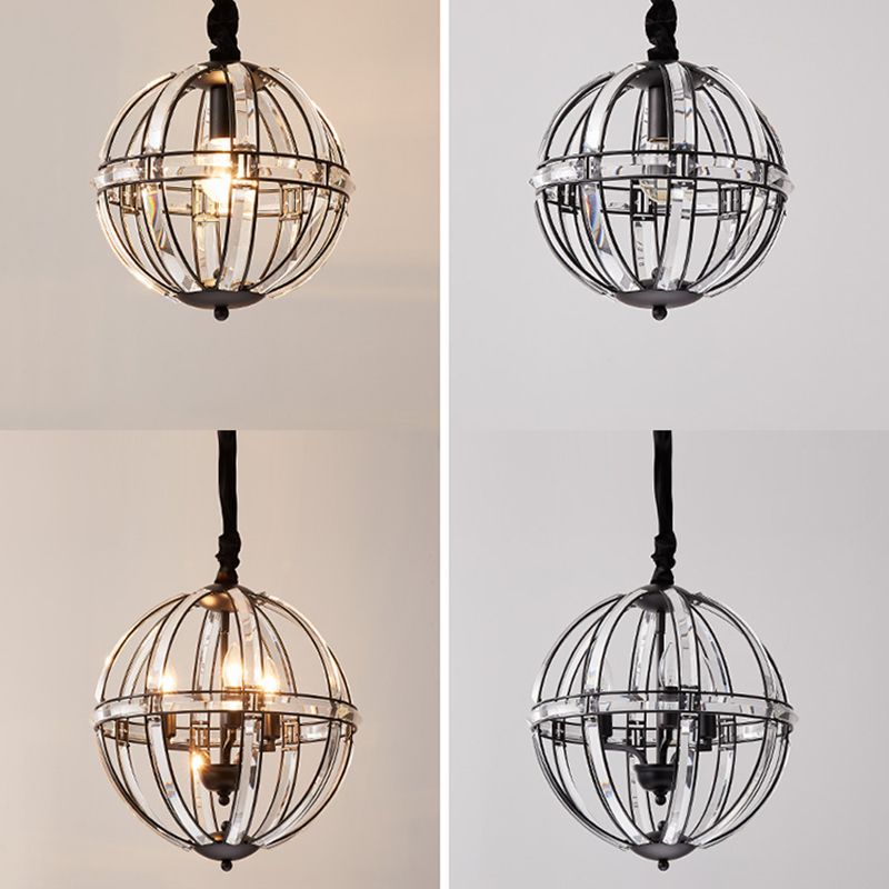 Globe Lantern Pendant Lighting Modern Crystal Dining Room Chandelier Light