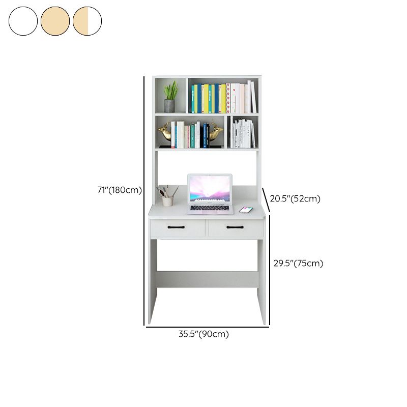 Contemporary Writing Desk with Drawer and Storage Shelves for Home