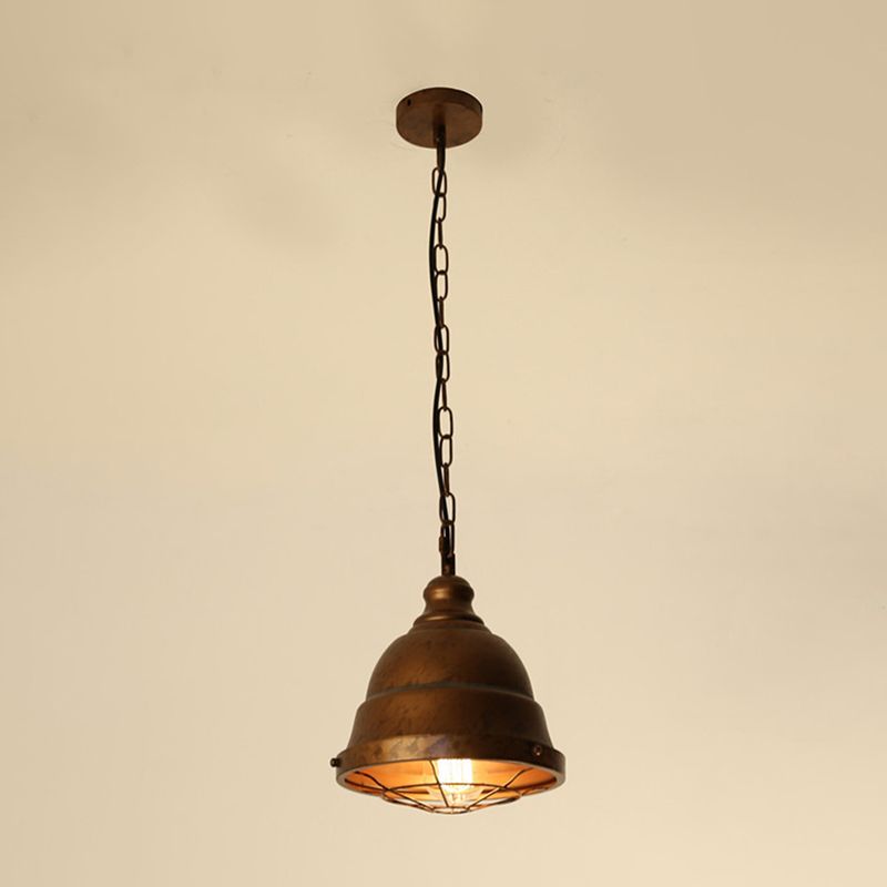 Metaal gekooide hangende plafondlicht vintage 1 lichte eetkamer hanger lamp in roest