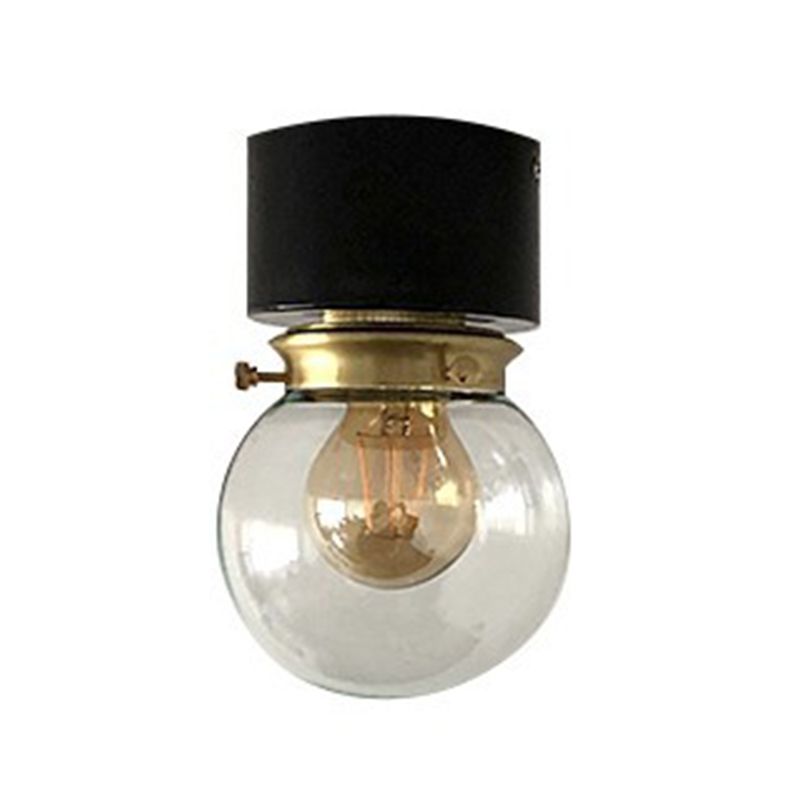 Glass Ball Shape Flush Mount Light Modern Style 1 Light Flush Ceiling Light in Black