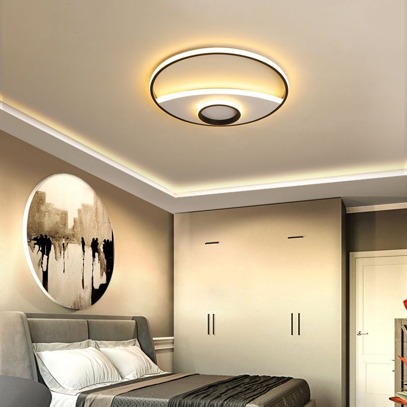 Silver Circle Ceiling Fixture Modern Acrylic 16"/19.5"/23.5" Flushmount Lights in Warm/White