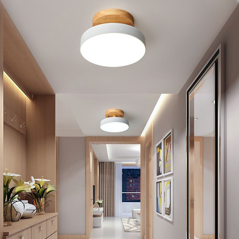 1-Light Semi Flush Light Round Modern Style Acrylic Semi Flush Mount Ceiling Light