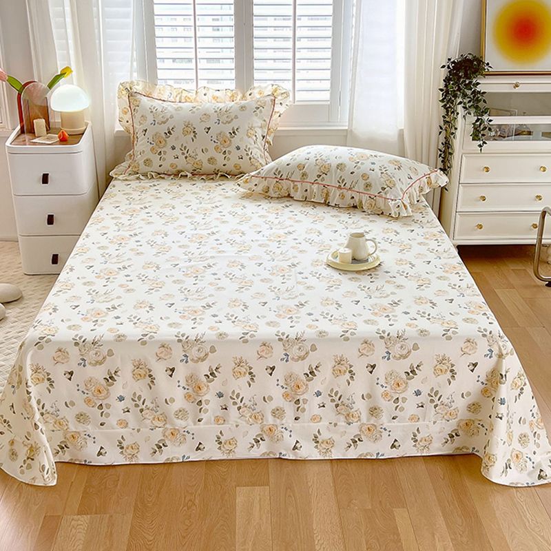 Floral Print Bed Sheet Set Modern Spring Cotton Fitted Sheet