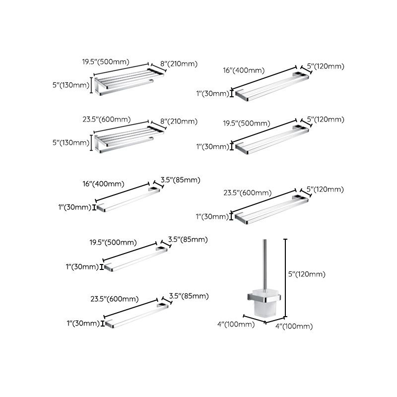 5-Piece Bathroom Hardware Set Modern Polished Chrome Bathroom Set