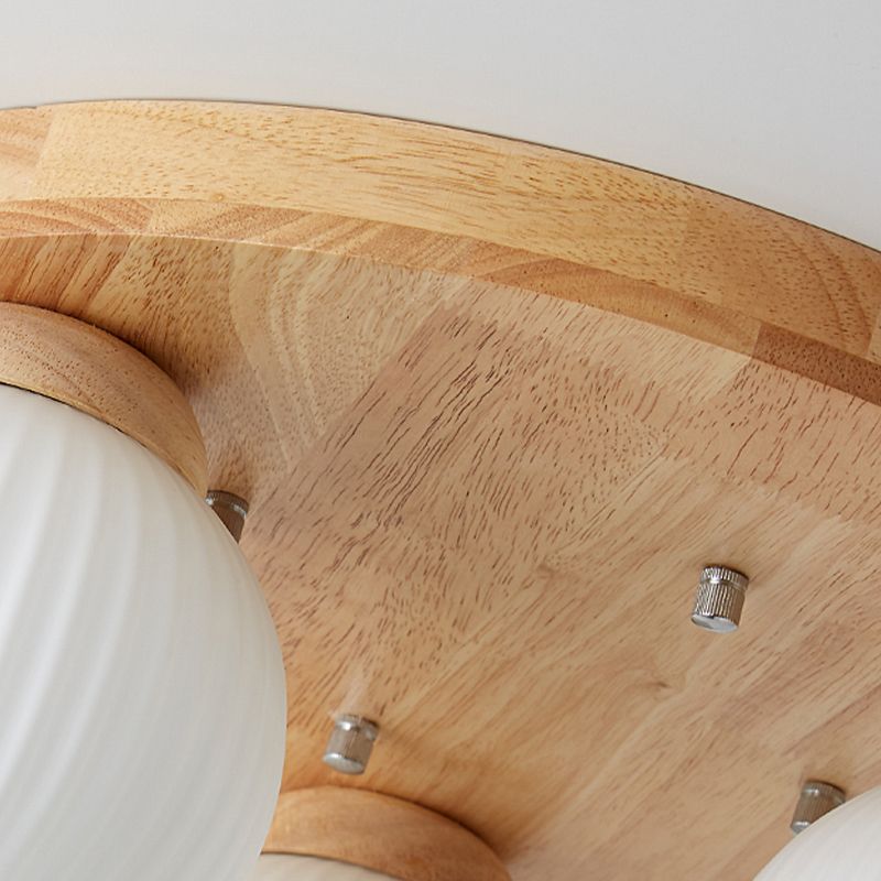 Japanese Style Wooden Ceiling Light Ball Shape Ceiling Lamp for Bedroom