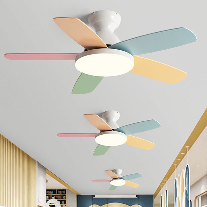 Nordic 5-Blade Ceiling Fan Lighting with Metal for Child's Room