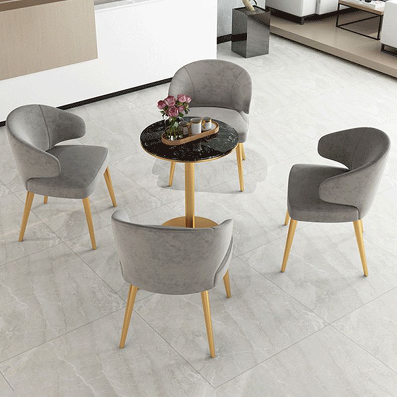 1/2/5 Pcs Metal Glam Style Dining Room Set with Round Table Dinette Set