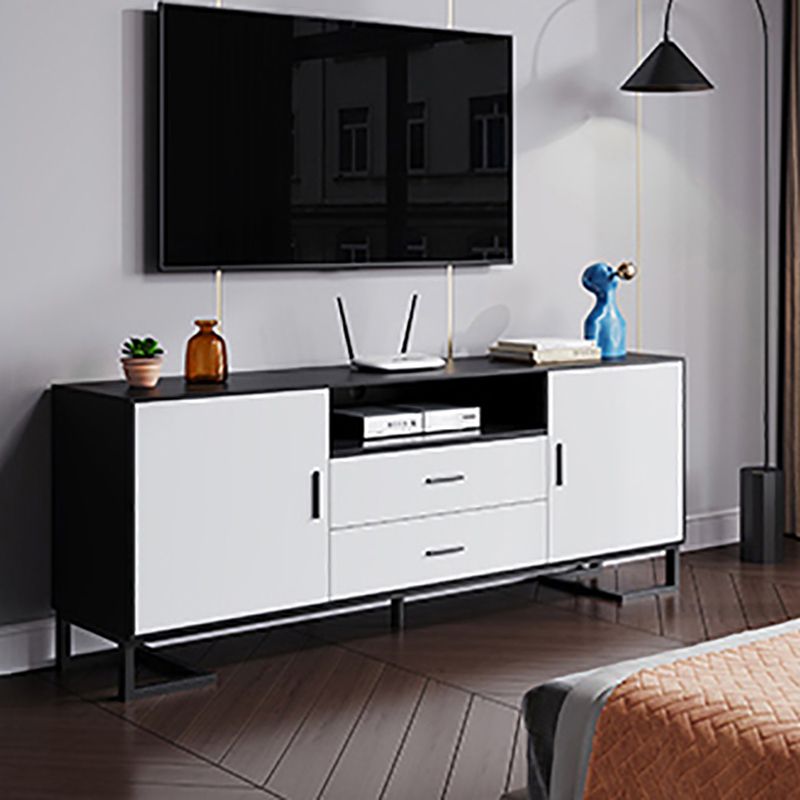 Wooden Enclosed Storage TV Stand Luxury Home TV Cabinet with Drawers and Doors