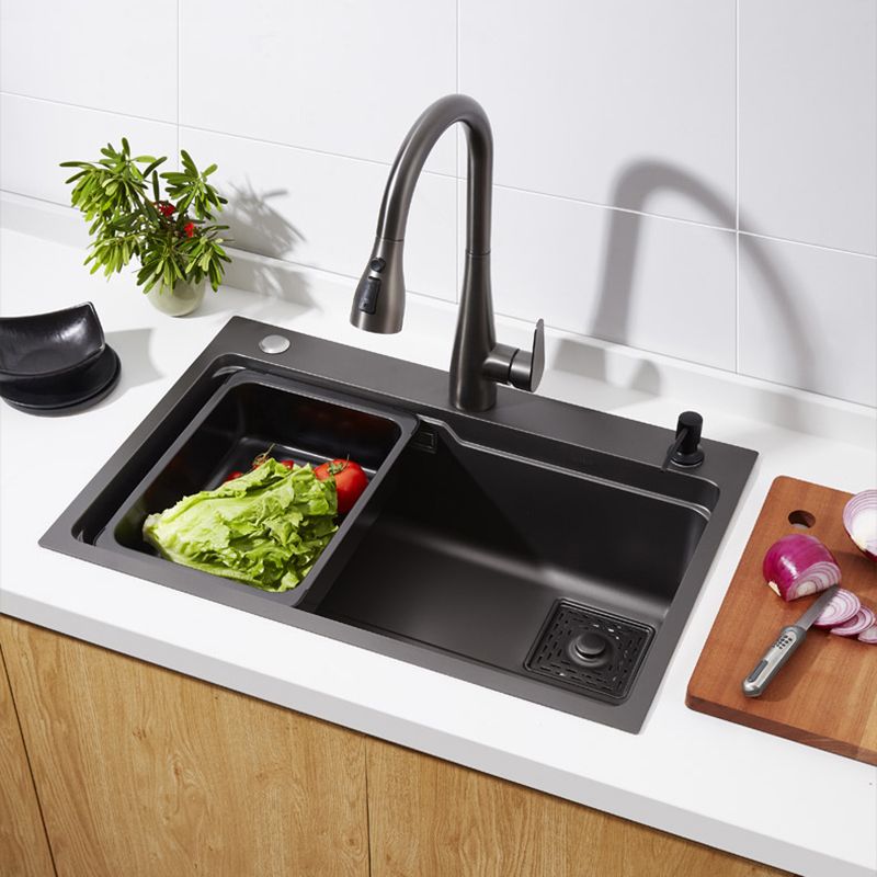 Modern Kitchen Sink Stainless Steel Top-Mount with Basket Strainer Sink Only