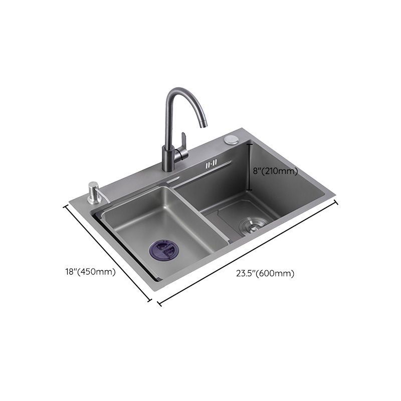 Grey Kitchen Sink Cutting Board Single Bowl Stainless Steel Top-Mount Kitchen Sink