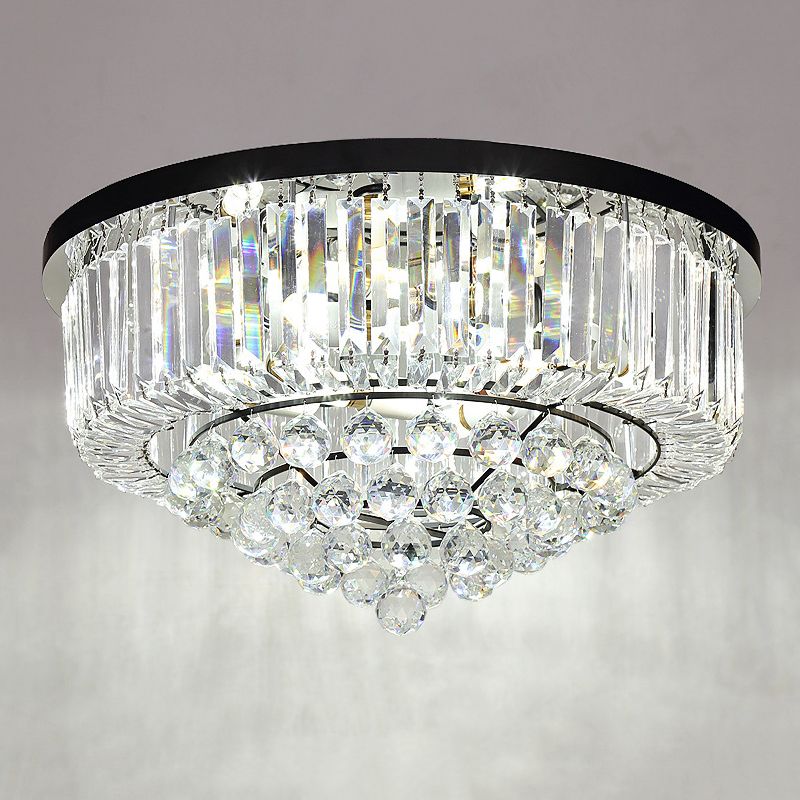 Crystal Round Flush Mount Lights Contemporary Style Multi Lights Flush Ceiling Light