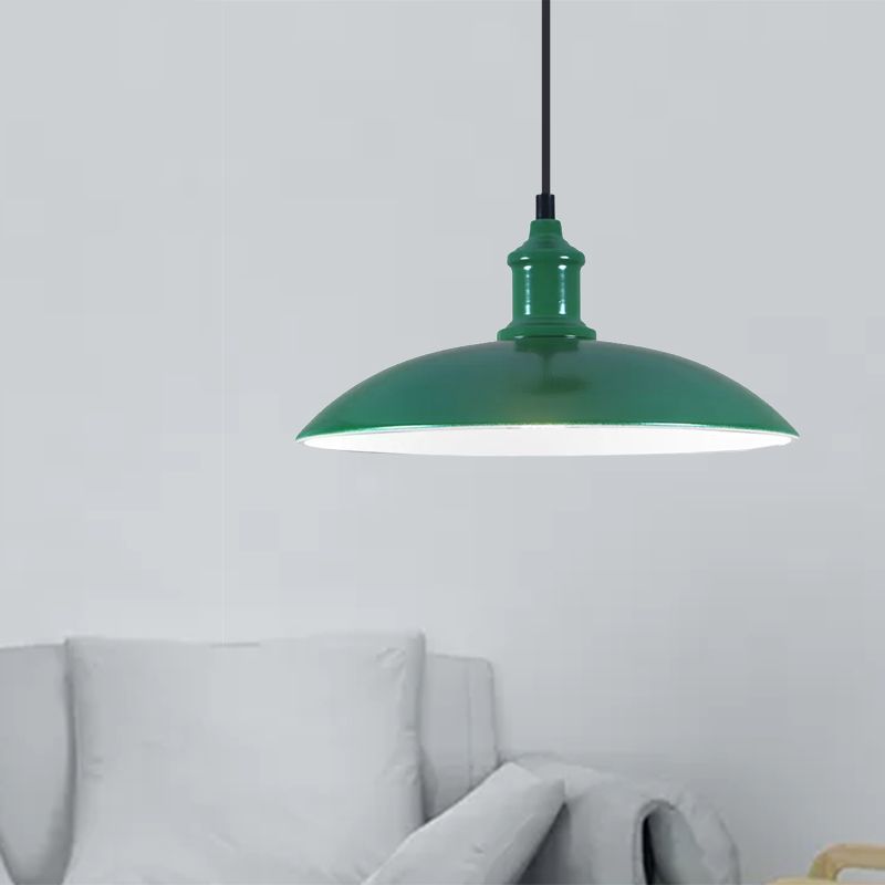 Lampada a sospensione di ciotola verde/rossa Metallo industriale 1 Lumo soggiorno Sallo Light, Larghezza 12,5 "/16"