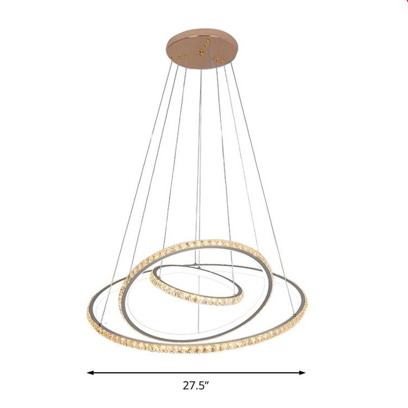 Lustre à LED à 3 anneaux LEMIR MODERNE MODERNE CRISTAL GOL / SILT SIGHT PLACET, CHARGE INTER